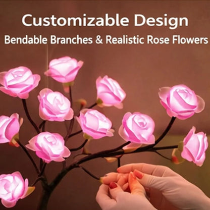 24 Multicolor Roses Table Lamp with Remote, USB Rechargeable