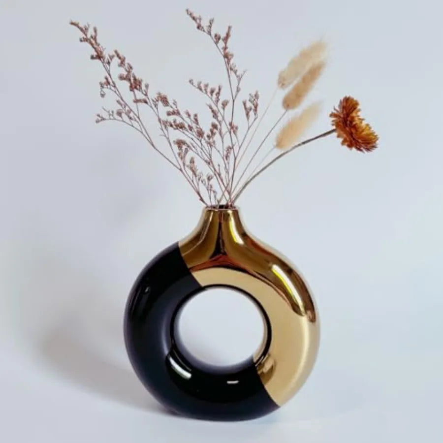 Donut Vase, Modern Ceramic Vase for Pampas Grass