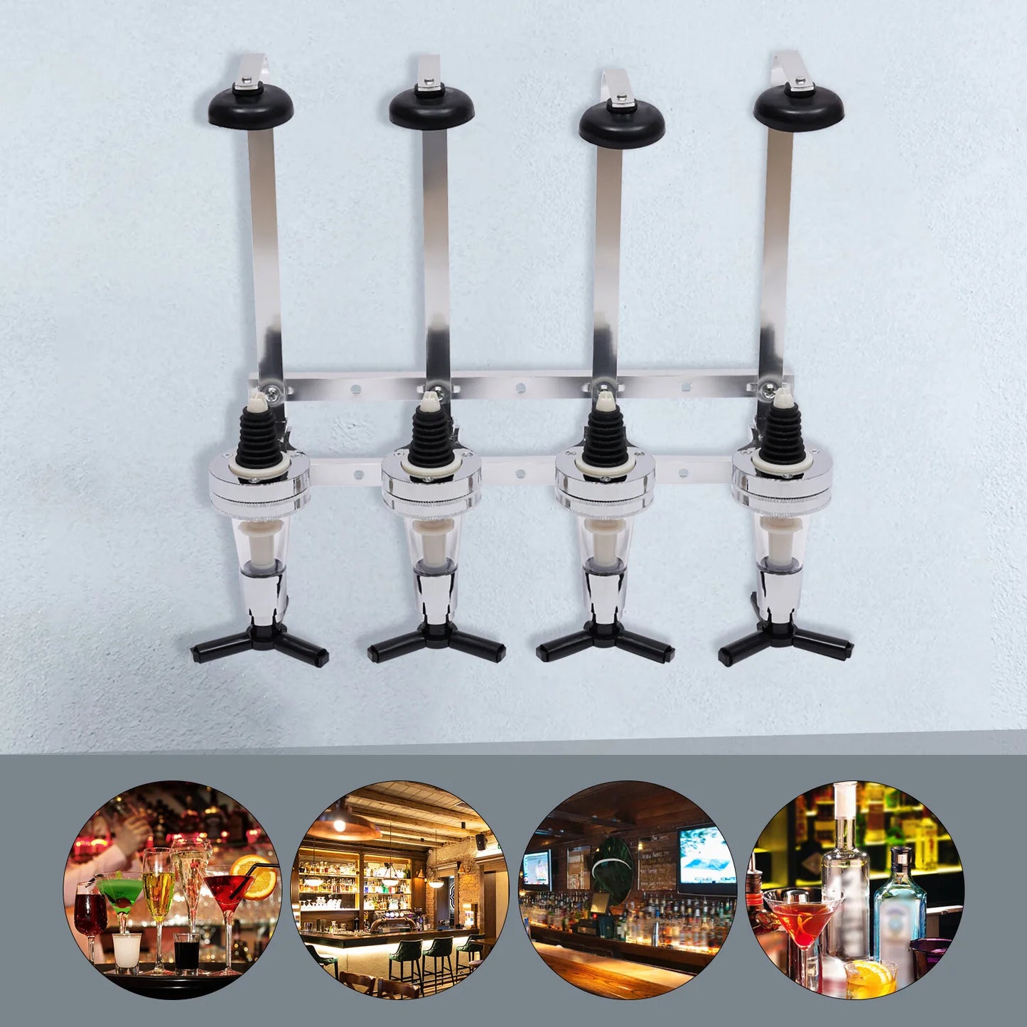 4 Bottle Wall Mounted Alcohol Liquor Cocktail Beer Butler
