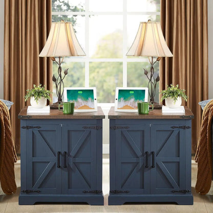 Rustic Wood Square Nightstand, Barndoor Style