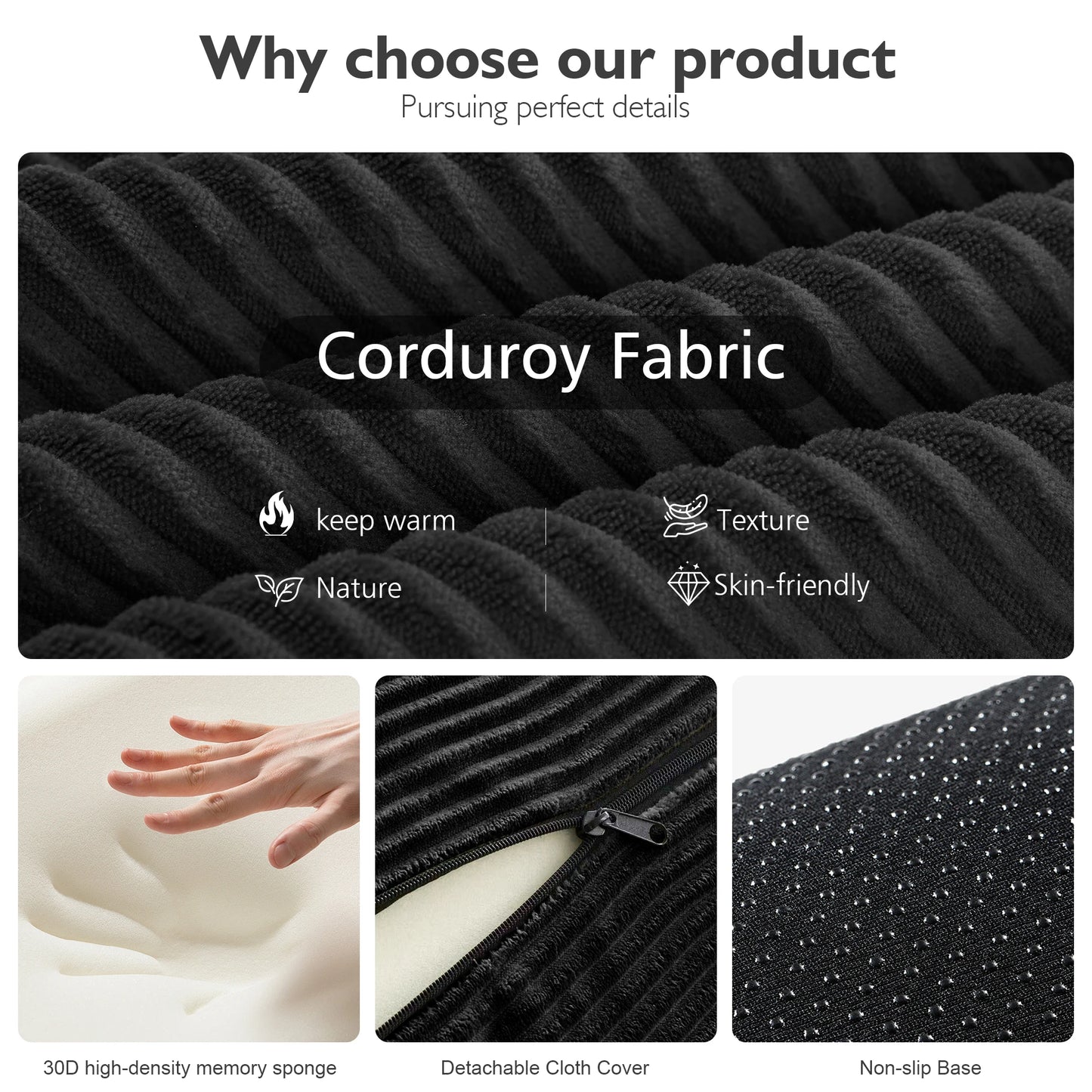 59" 4:1 Boneless Convertible Floor Sofa, High-Density Sponge & Corduroy Fabric