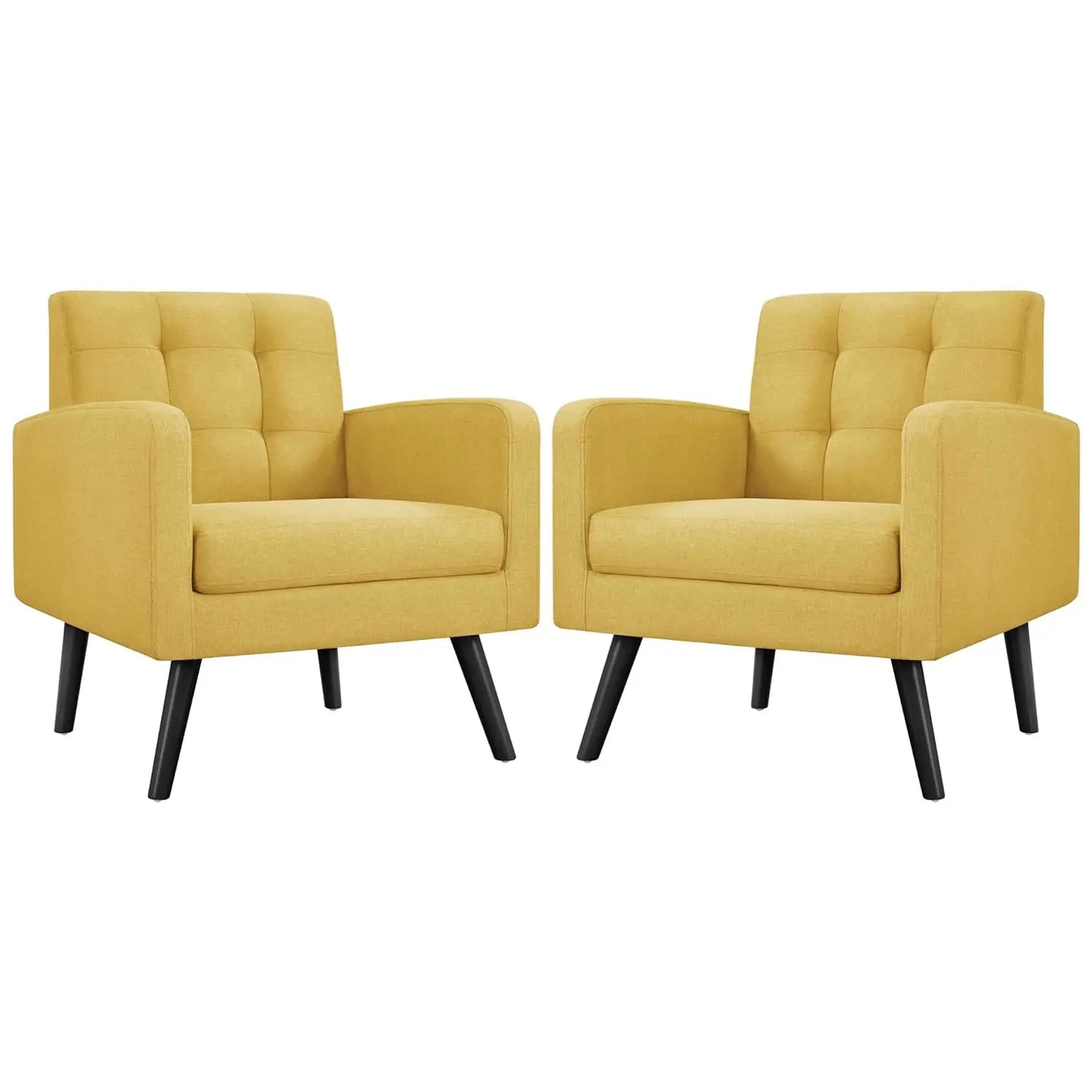 Set (2) Mid-Century Cozy Armchair, Button Tufted Back