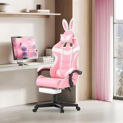 Ergonomic Adjustable Gaming Chair w/Footrest, Headrest, Lumbar Support