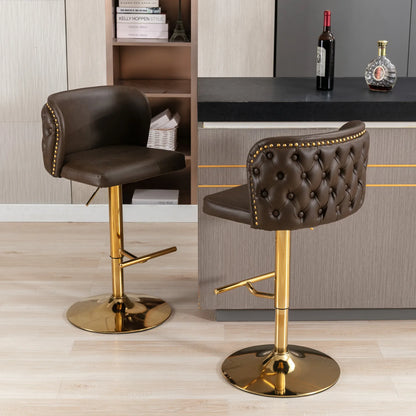 2pc PU Upholstered Swivel Bar Chairs, Adjustable