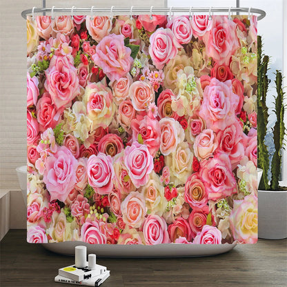 Waterproof Polyester Fabric Bathroom Curtain w/12 Hooks