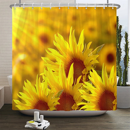 Waterproof Polyester Fabric Bathroom Curtain w/12 Hooks