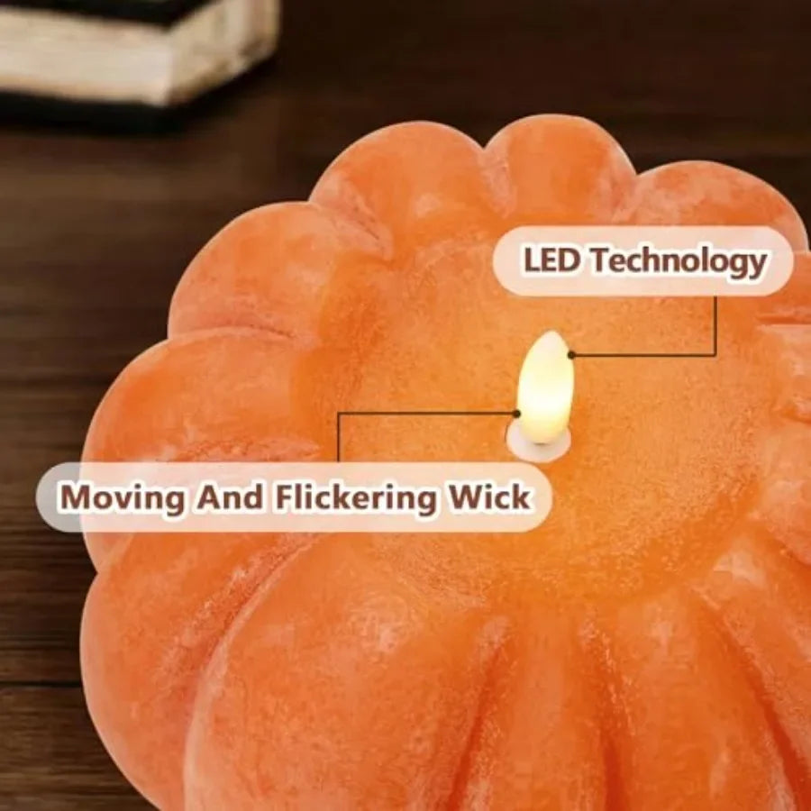 Flickering Flameless Wax Pumpkin LED Candle w/ Timer Remote Control