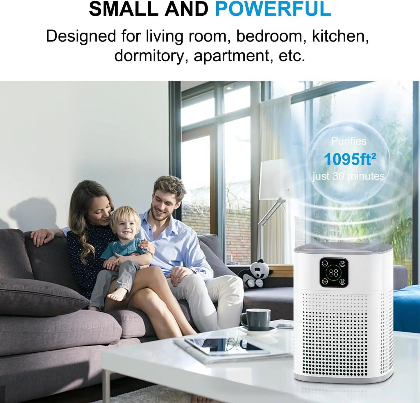 2 Pack H13 HEPA Air purifier for pets with 360°Air Intake, 3 Fan Speed