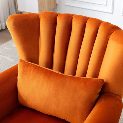Mid-Century Modern Accent Chair w/Channel Back and Pillow