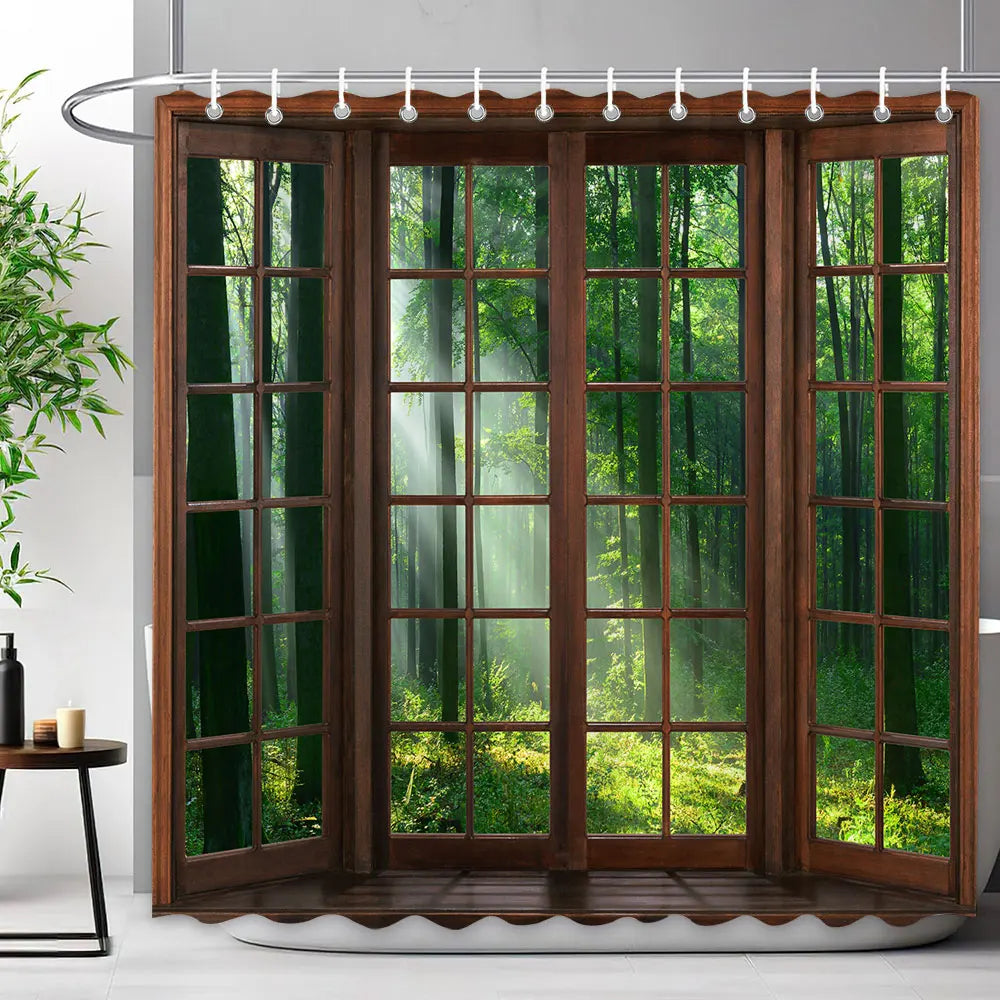 Scenic Shower Curtain Tropical Waterfall, Landscape Nature