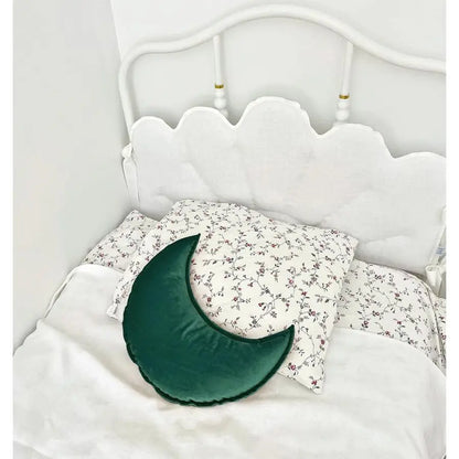 Shaped Throw Pillow Star Couch Cushion Decorative Pillows Fluffy Velvet Stars Home Decor Plush for Bedroom Moon, Dark Green