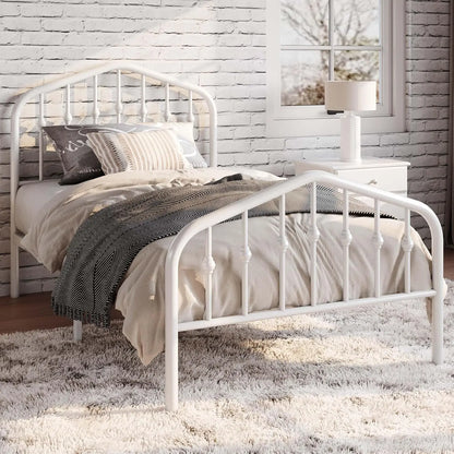 Wrought Iron, Victorian, Twin Size Metal Platform Bed Frame