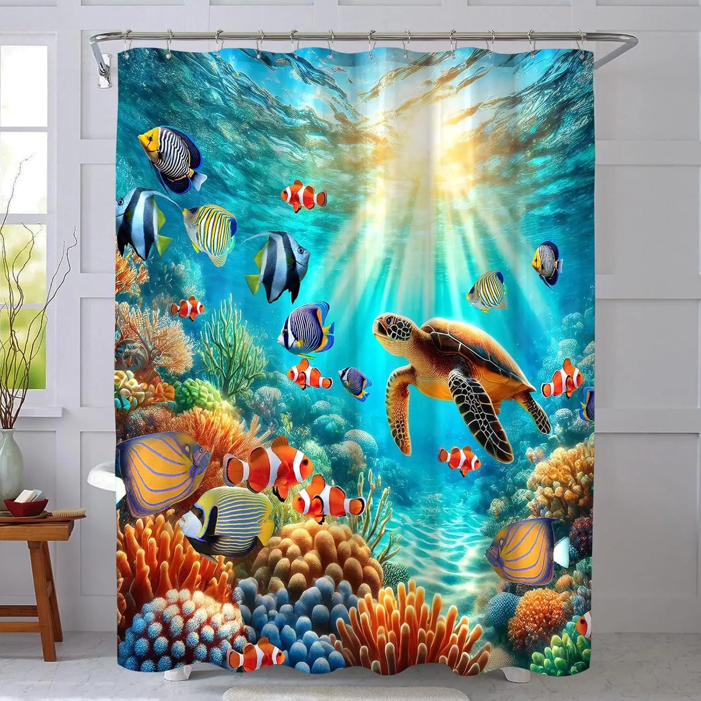 72"x72" Sea Turtle Shower Curtain with Hooks