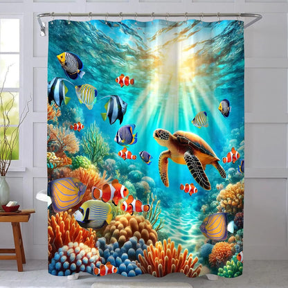 72"x72" Sea Turtle Shower Curtain with Hooks