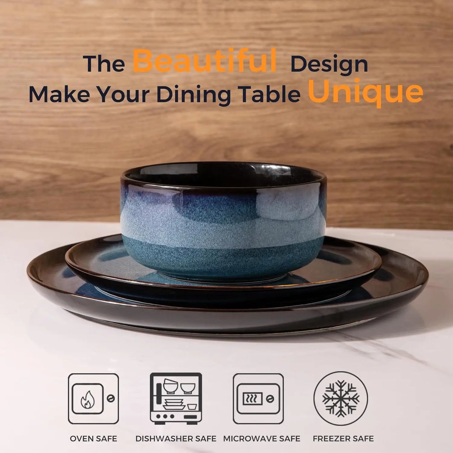 Ceramic Dinnerware Set of 8/24pcs., Plates and Bowls