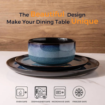 Ceramic Dinnerware Set of 8/24pcs., Plates and Bowls