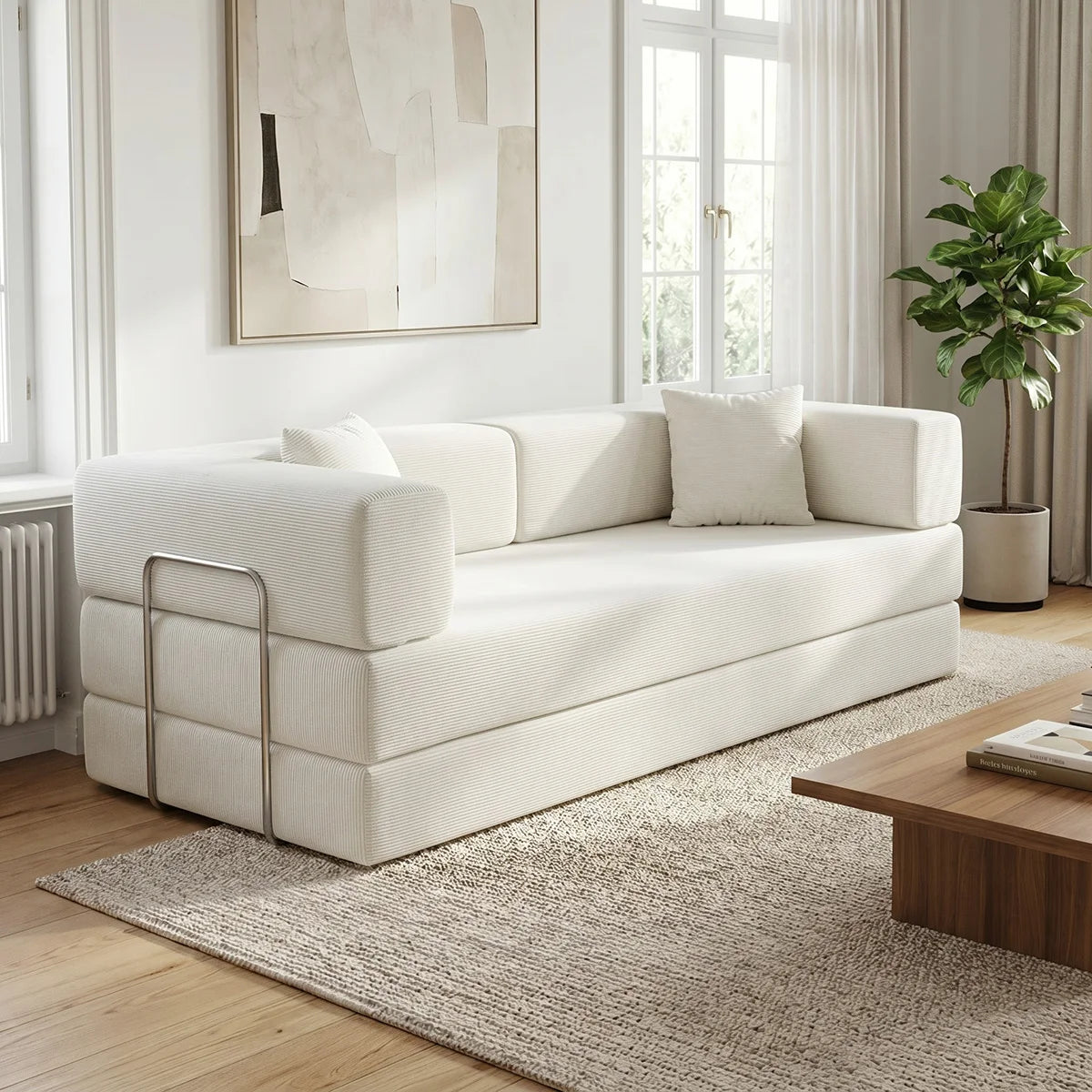 4:1 Queen Size Boneless Loveseat, Futon Sofa Bed 79"