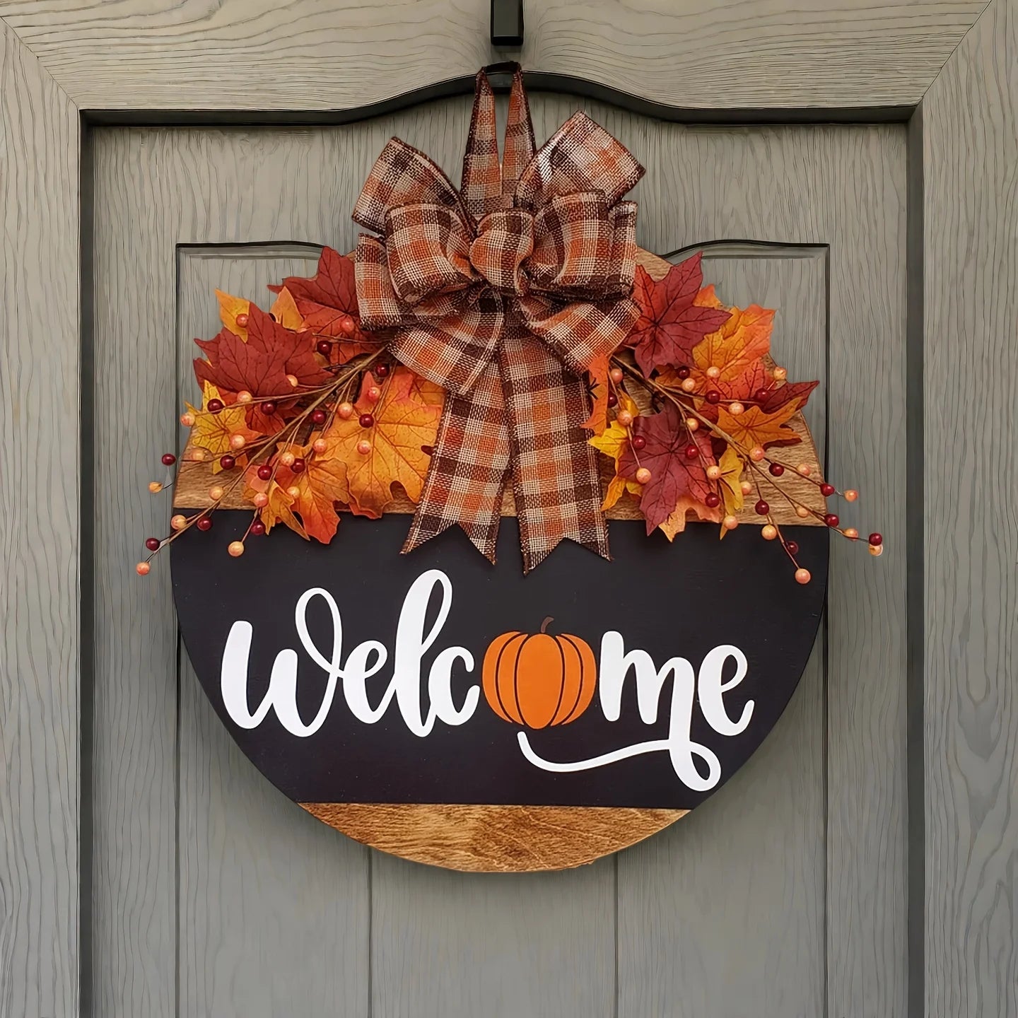 Fall Front Door Decor |   Fall Door Hanger |   Fall Welcome Sign |   Pumpkin Door Hanger