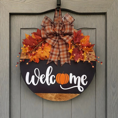 Fall Front Door Decor |   Fall Door Hanger |   Fall Welcome Sign |   Pumpkin Door Hanger