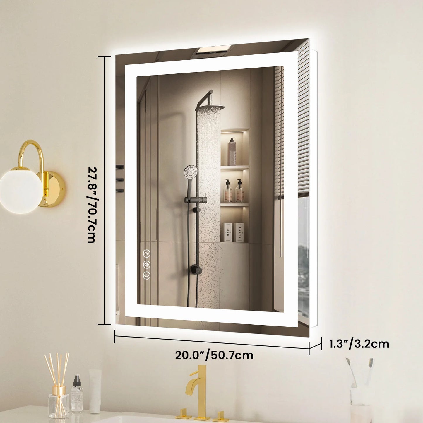 36"x 24", Bathroom Vanity Mirror, Memory Function, Front and Backlit