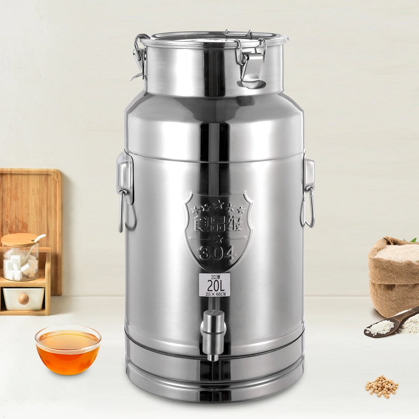5gal Stainless Steel Beverage Dispenser w/Leak-Proof Lid