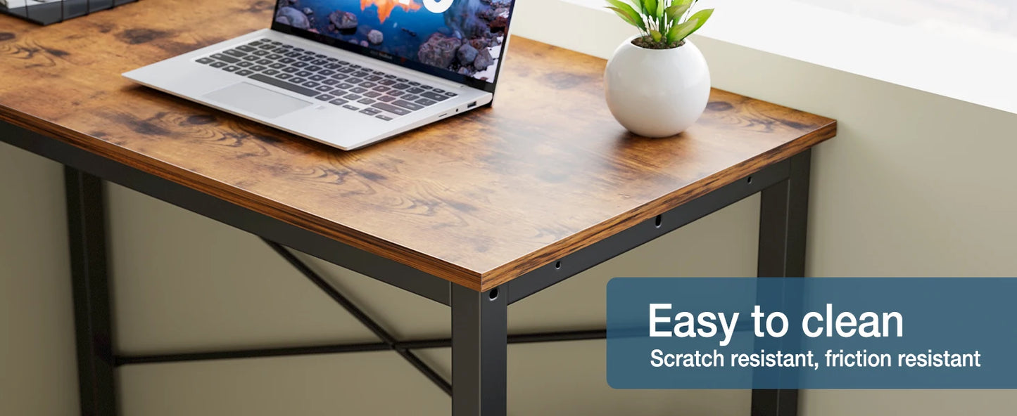 50" Corner Wooden Table with CPU Storage Shelf & Side Bag