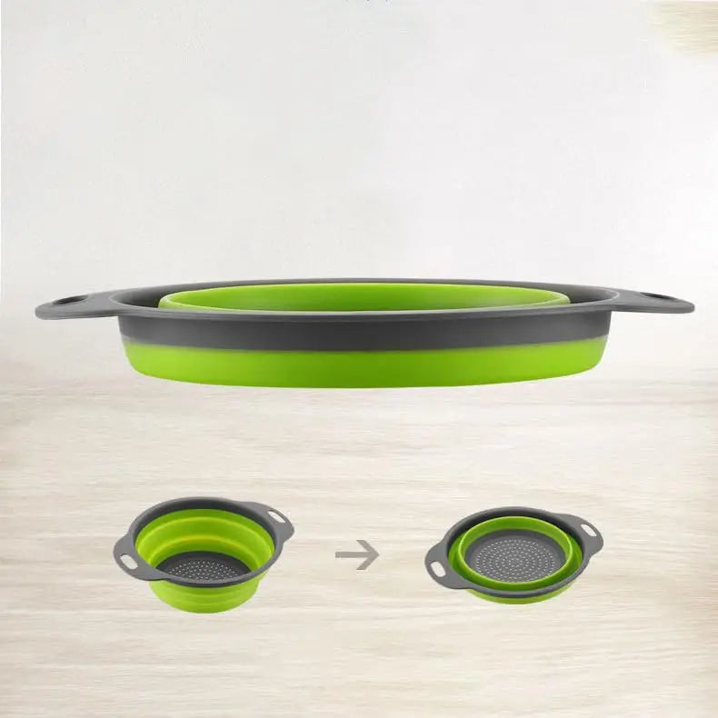 Green Silicone Collapsible Strainer for Pasta, Fruits, Vegetables