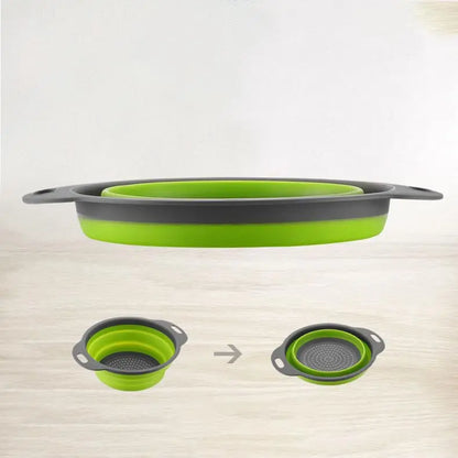 Green Silicone Collapsible Strainer for Pasta, Fruits, Vegetables