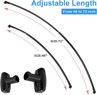 Adjustable Curved Shower Rod, Black Stainless Steel, 48"-72"