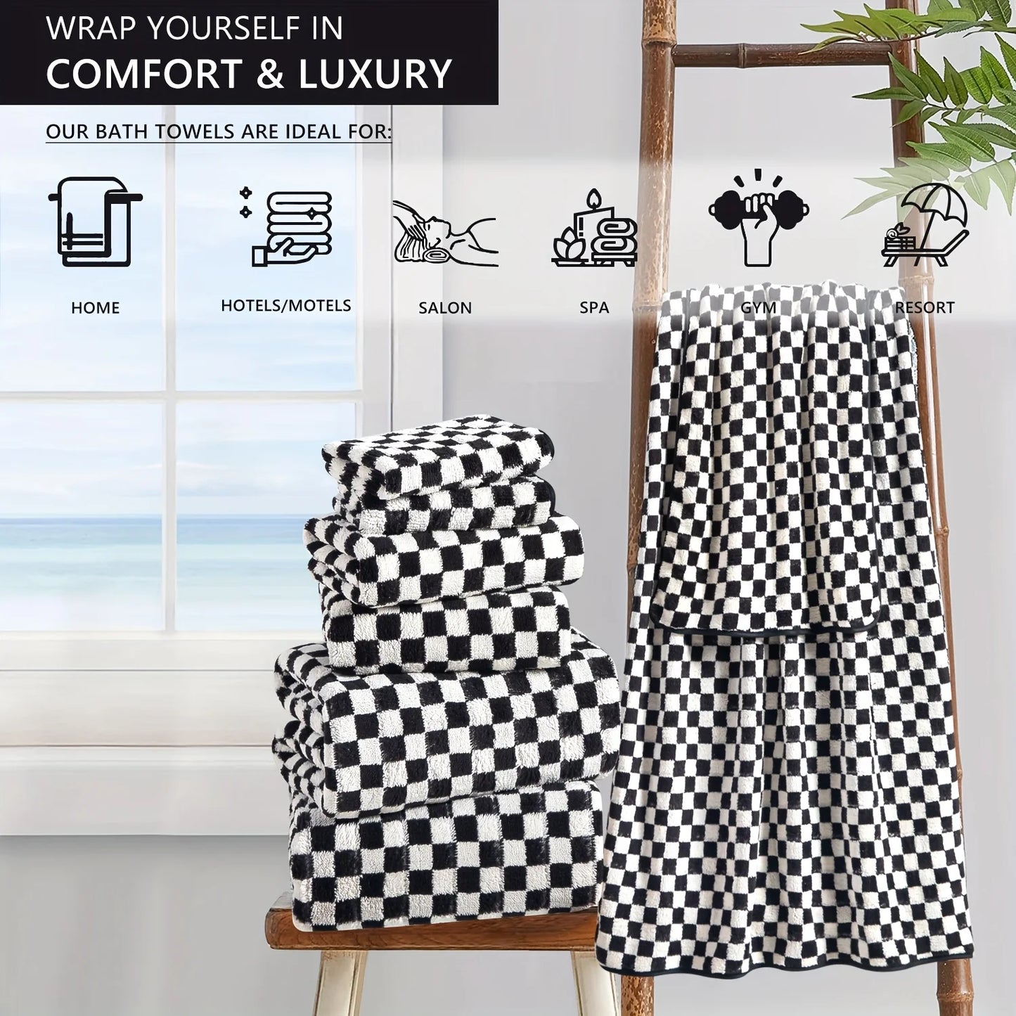 12pcs Bath Towels Set, Ultra Soft, Highly Absorbent, Quick Dry