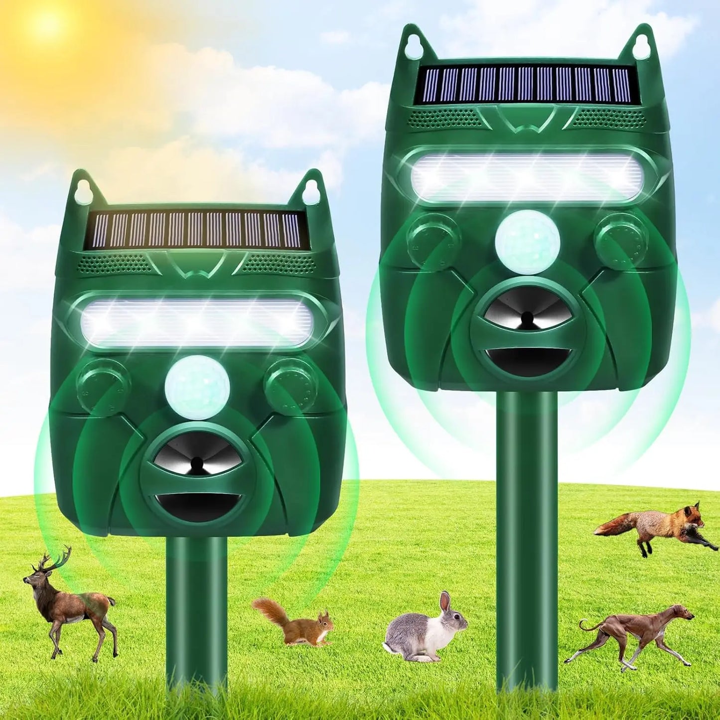 1pk Outdoor Solar Animal Repellent, Motion Sensor & LED