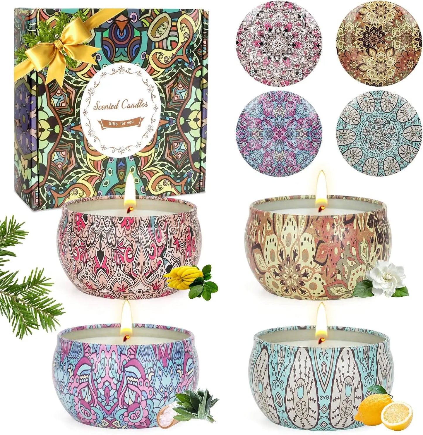 Aromatherapy Soy Wax Candles Set, Up to 90 Hours