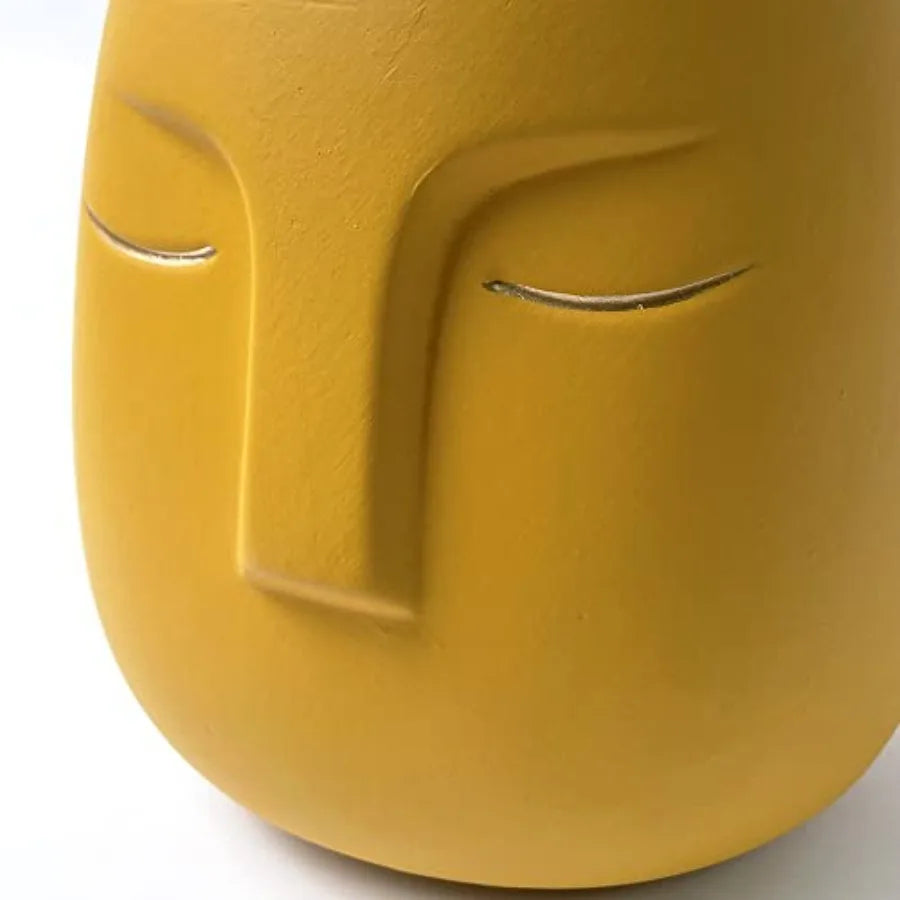 Head Ceramic Face Planter, Modern Flower Vase, Windowsill
