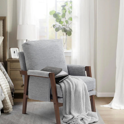 Mid Century Dark Brown Accent Chair for Bedroom & Living Room