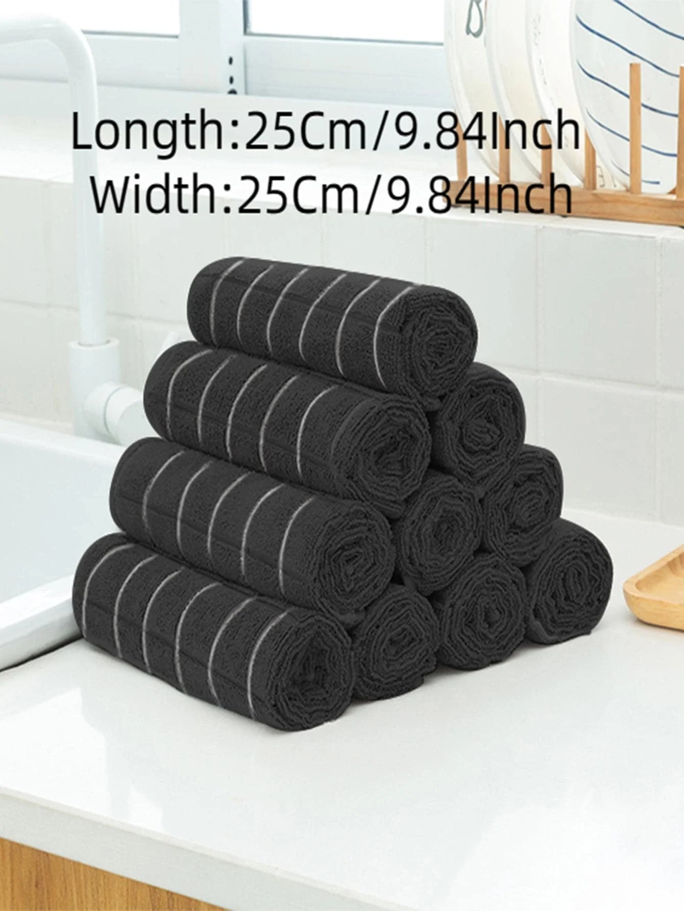 Rectangular Black Plaid Cleaning Cloth Reusable Household Towels
