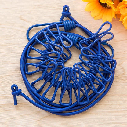 1pc Portable Clothesline With 12 Clips