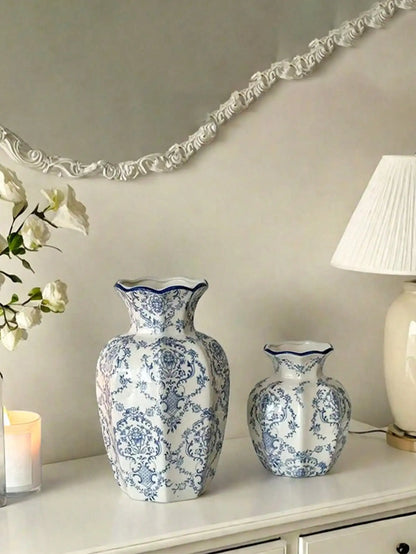 1 Pc Blue & White Porcelain Retro Chinese Vase
