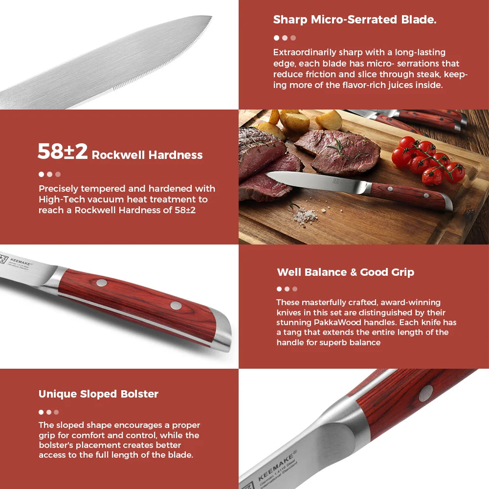 4pc 5.5"Stainless Steel Table Meat Cutting Knife Set, Ultra Sharp