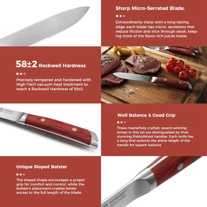 4pc 5.5"Stainless Steel Table Meat Cutting Knife Set, Ultra Sharp