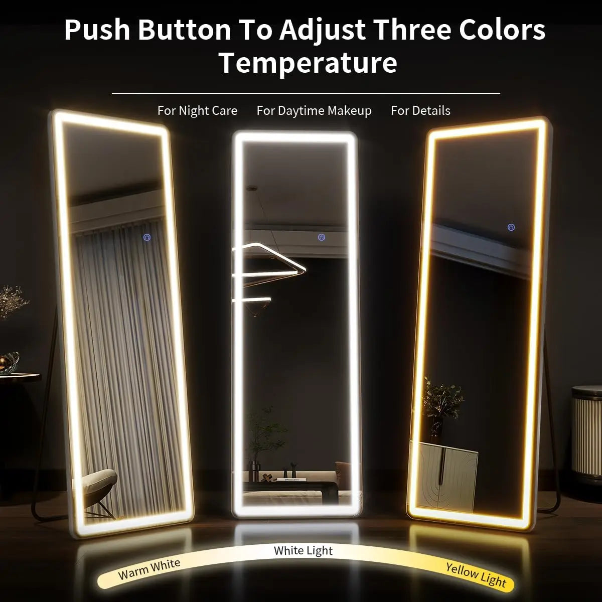 63"x20" Full Length Lighted Floor Mirror w/Stand