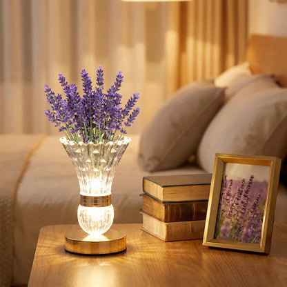 Multi-purpose Crystal Vase LED Table Lamp One Touch Switch, Rechargeable