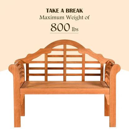 Patio Eucalyptus Wood Bench, Crown Like High Backrest,