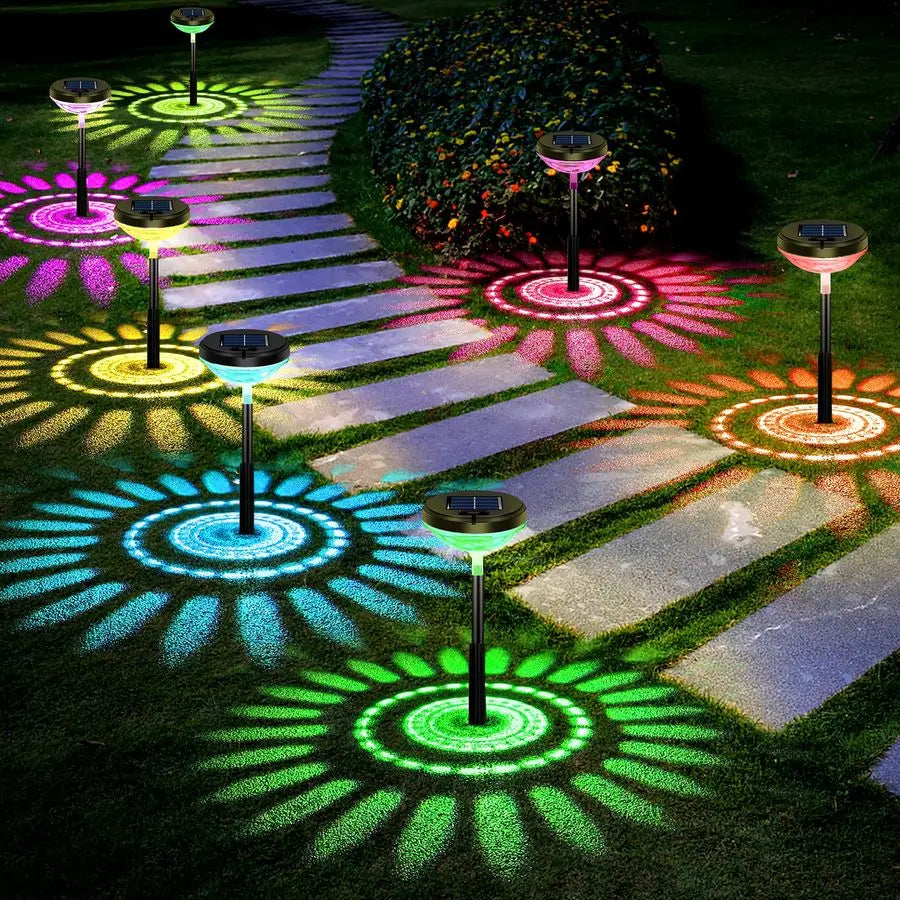 8 Pack Decorative Solar Pathway Lights, Multicolor LED