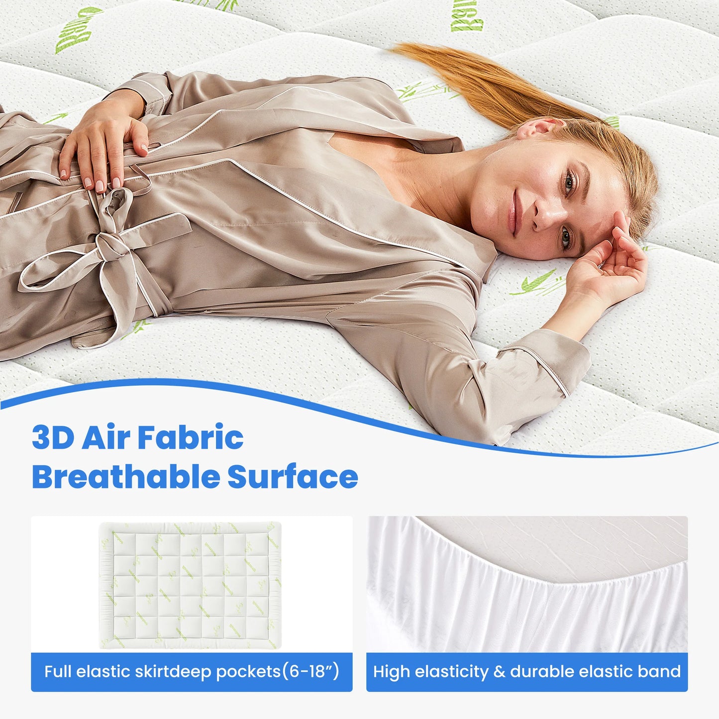 Size Soft Mattress Topper Made from Bamboo, 5 Sizes