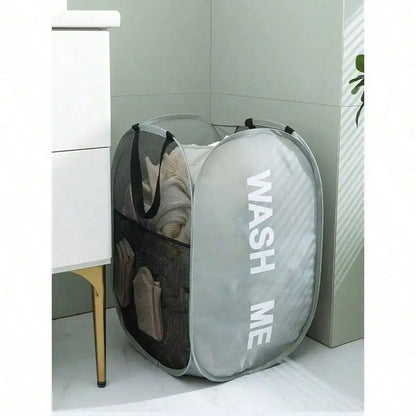 1pc Foldable Mesh Laundry Hamper w/Handle