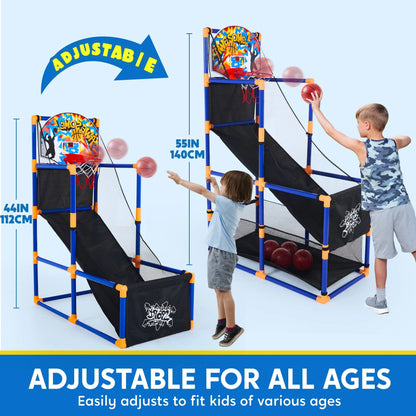 Arcade Basketball Game with 4 Balls, Adjustable Height 44"-55"