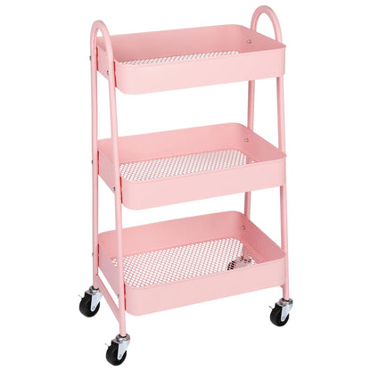 3 Tier Metal Storage Kitchen Cart with Lockable Wheels