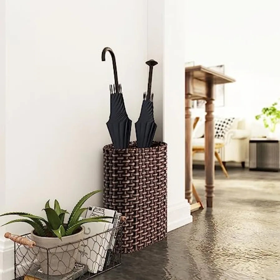 Decorative Hand-woven Wicker Umbrella Holder Indoor / Outdoor, Multi-purpose