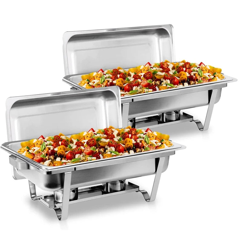 2/4/6pk 8qt Chafing Dish, Stainless Steel, Food Warmer Kit w/Lids