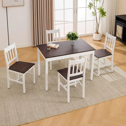 5pc Solid Wood Kitchen Rectangle Table 42.5" w/Chairs